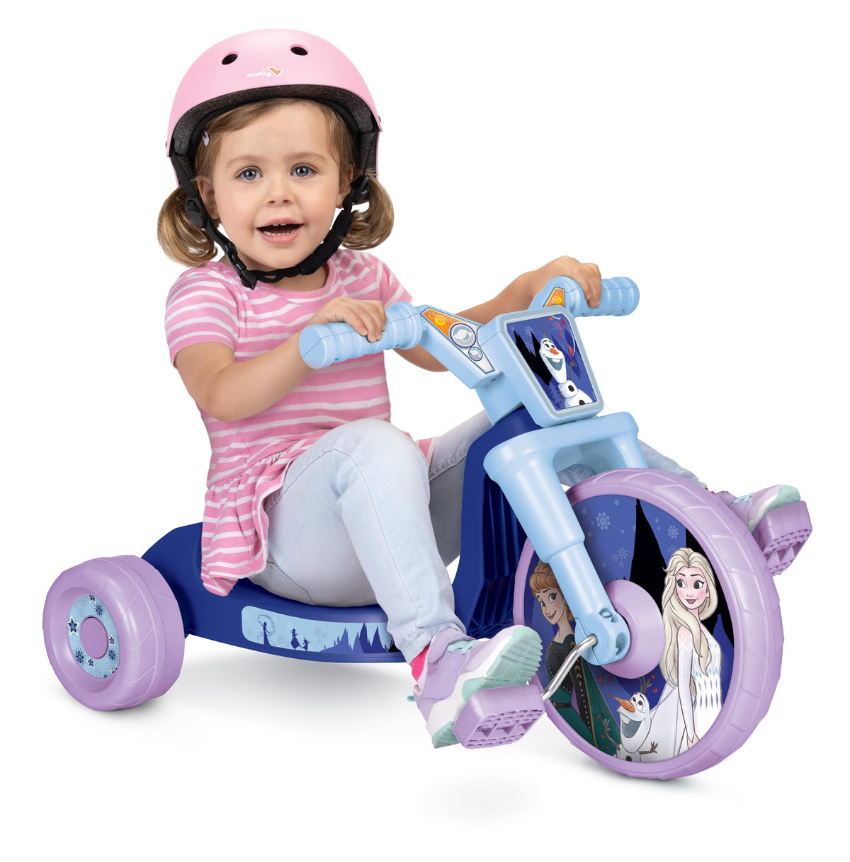 Triciclo correpasillos Frozen de 10 pulgadas Fly Wheels Junior Cruiser con sonidos - Triciclo para niños pequeños de 2 a 4 años