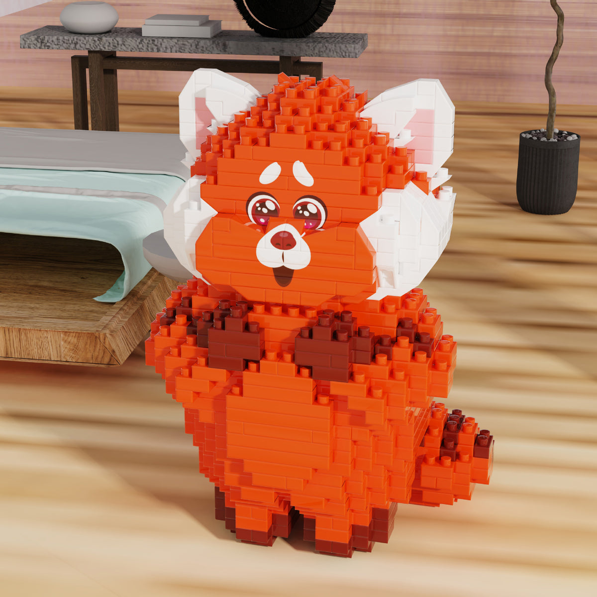 Juguete de rompecabezas de bloques de construcción de oso rojo de dibujos animados