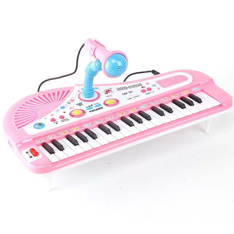 Teclado divertido de 37 teclas para niños con micrófono