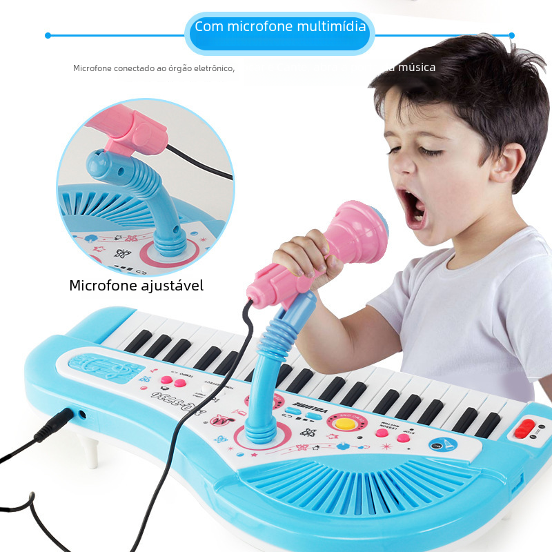 Teclado divertido de 37 teclas para niños con micrófono