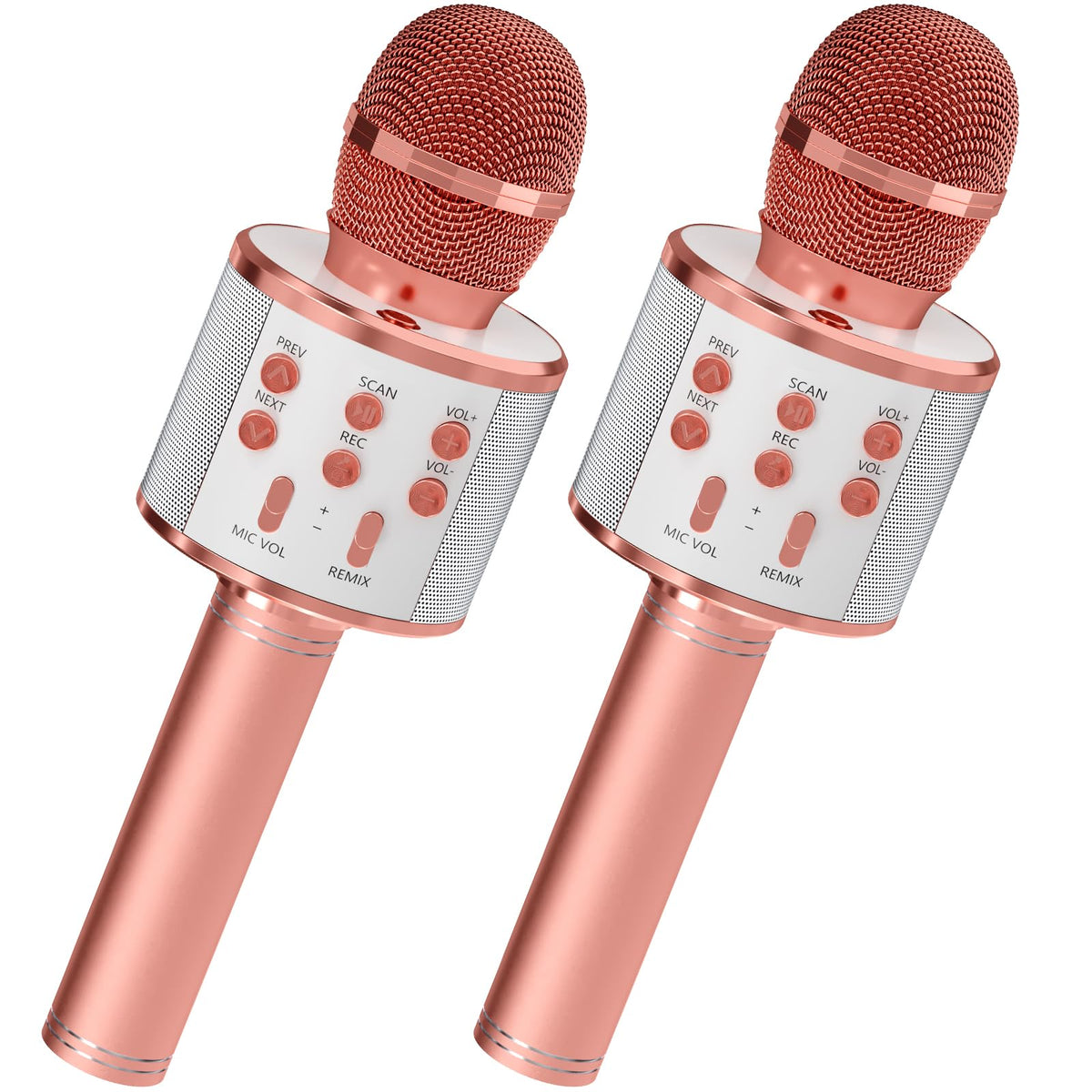 GIFTMIC Paquete de 2 micrófonos de karaoke Micrófono Bluetooth para cantar Micrófonos inalámbricos Juguetes para niñas niños adultos Micrófono portátil para niños de 5 años Ideas de regalo de cumpleaños para niñas (oro rosa)