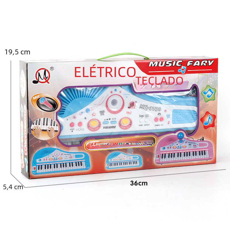 Teclado divertido de 37 teclas para niños con micrófono