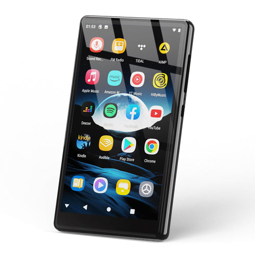 Reproductor MP3 de 160 GB con Bluetooth y WiFi, reproductor MP4 portátil Android de 5" para niños con altavoces, reproductor de música de sonido HiFi con Spotify, Amazon Music y YouTube Play Store